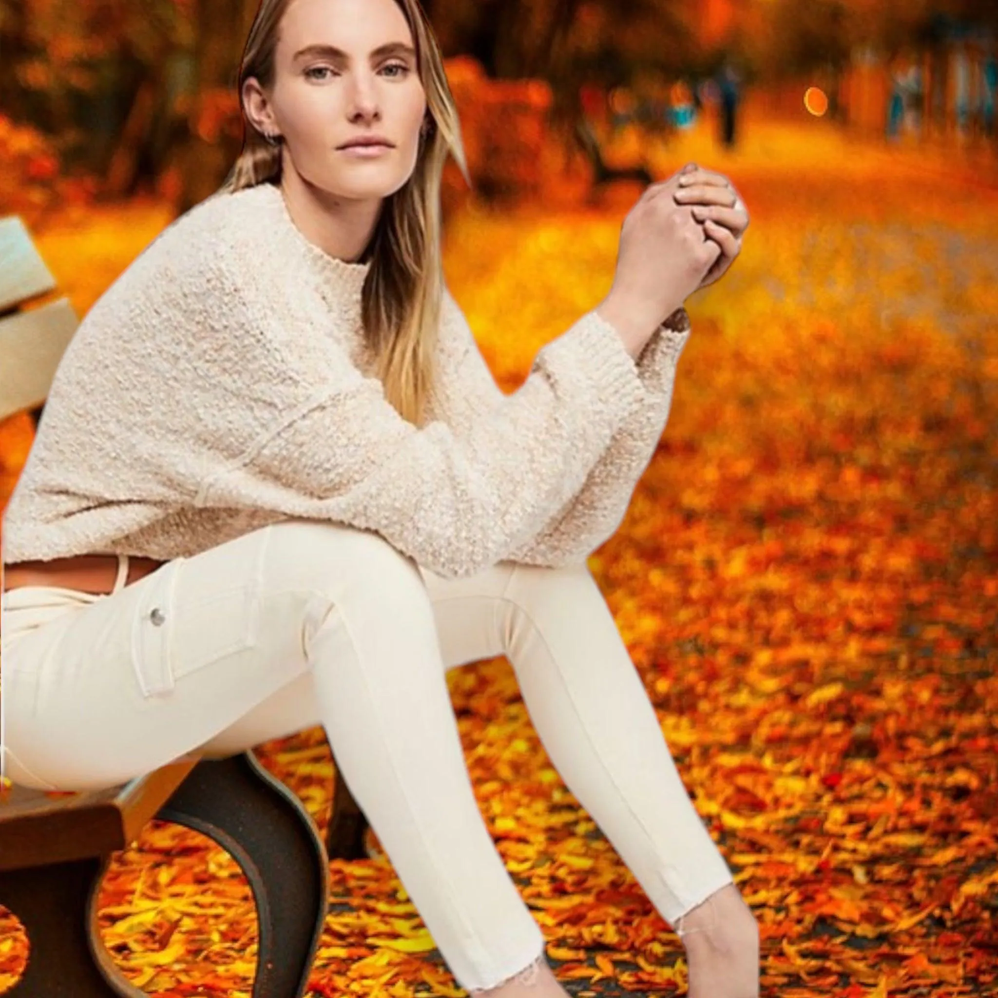 Free People Ivory Cargo Skinny Jeans