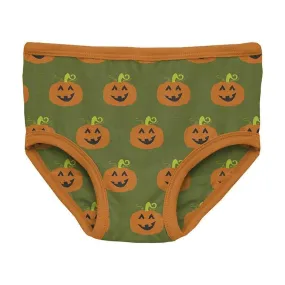 Girl's Print Bamboo Underwear - Moss Jack O'Lantern