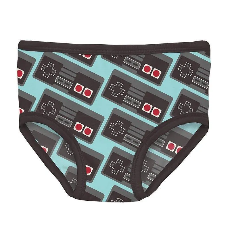 Girl's Print Bamboo Underwear (Set of 3) - Awesome Stripe, Midnight & Summer Sky Retro Game Controller