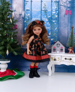 Glittering Cardinals - dress with boots for Ruby Red Fashion Friends doll