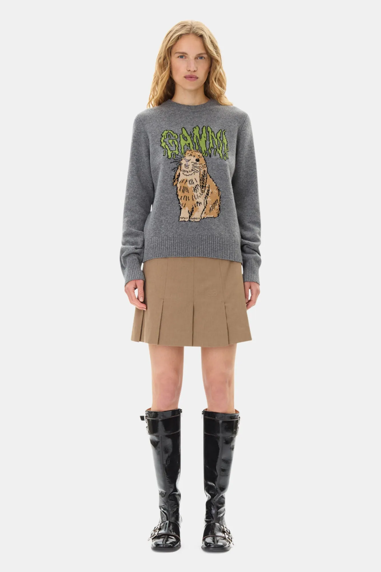 Grey Graphic Bunny Jumper