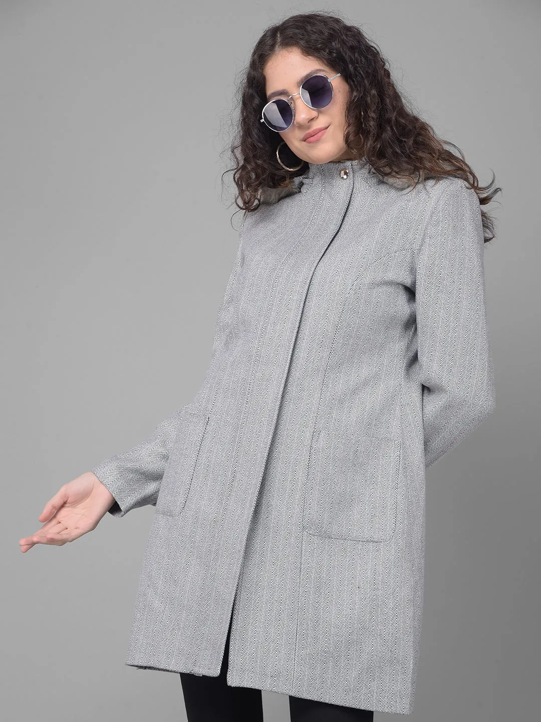 Grey Hooded Overcoat
