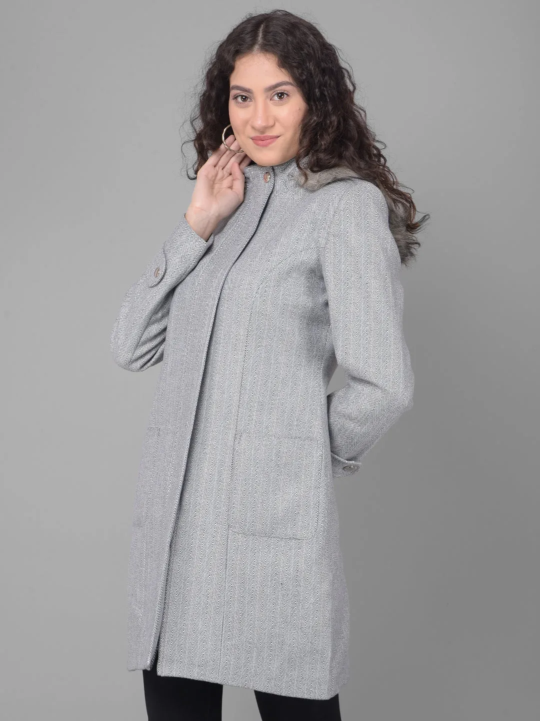 Grey Hooded Overcoat