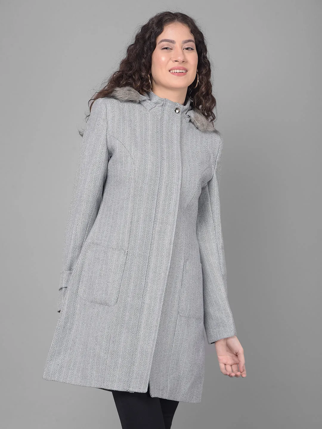 Grey Hooded Overcoat