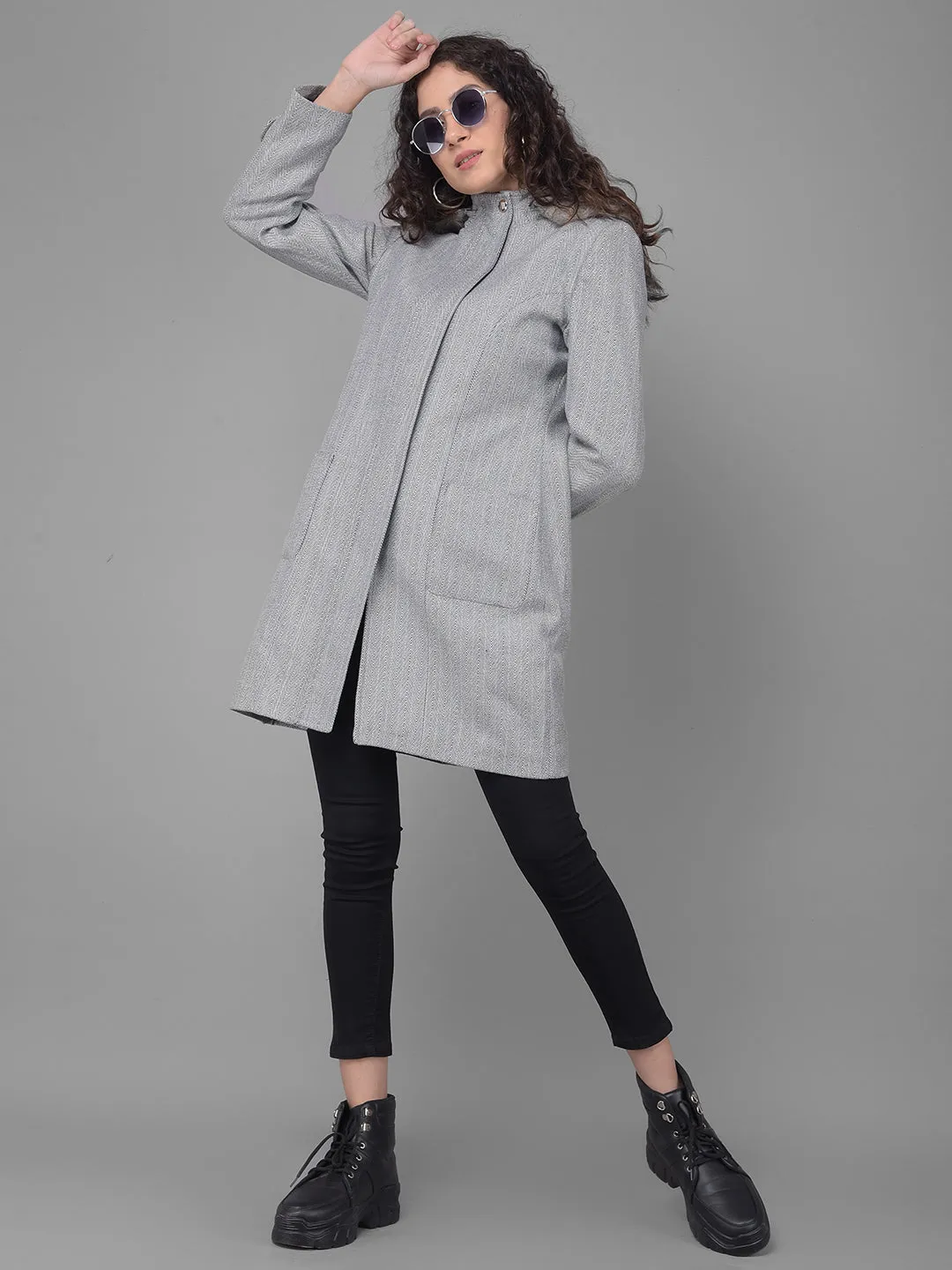 Grey Hooded Overcoat