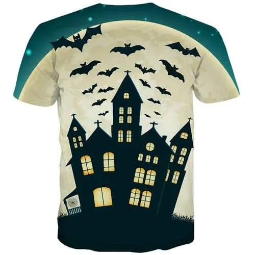 Halloween T-shirt Men Bat Shirt Print Moon Tshirt Printed Terror T-shirts 3d City T-shirts Graphic Short Sleeve Fashion Men New