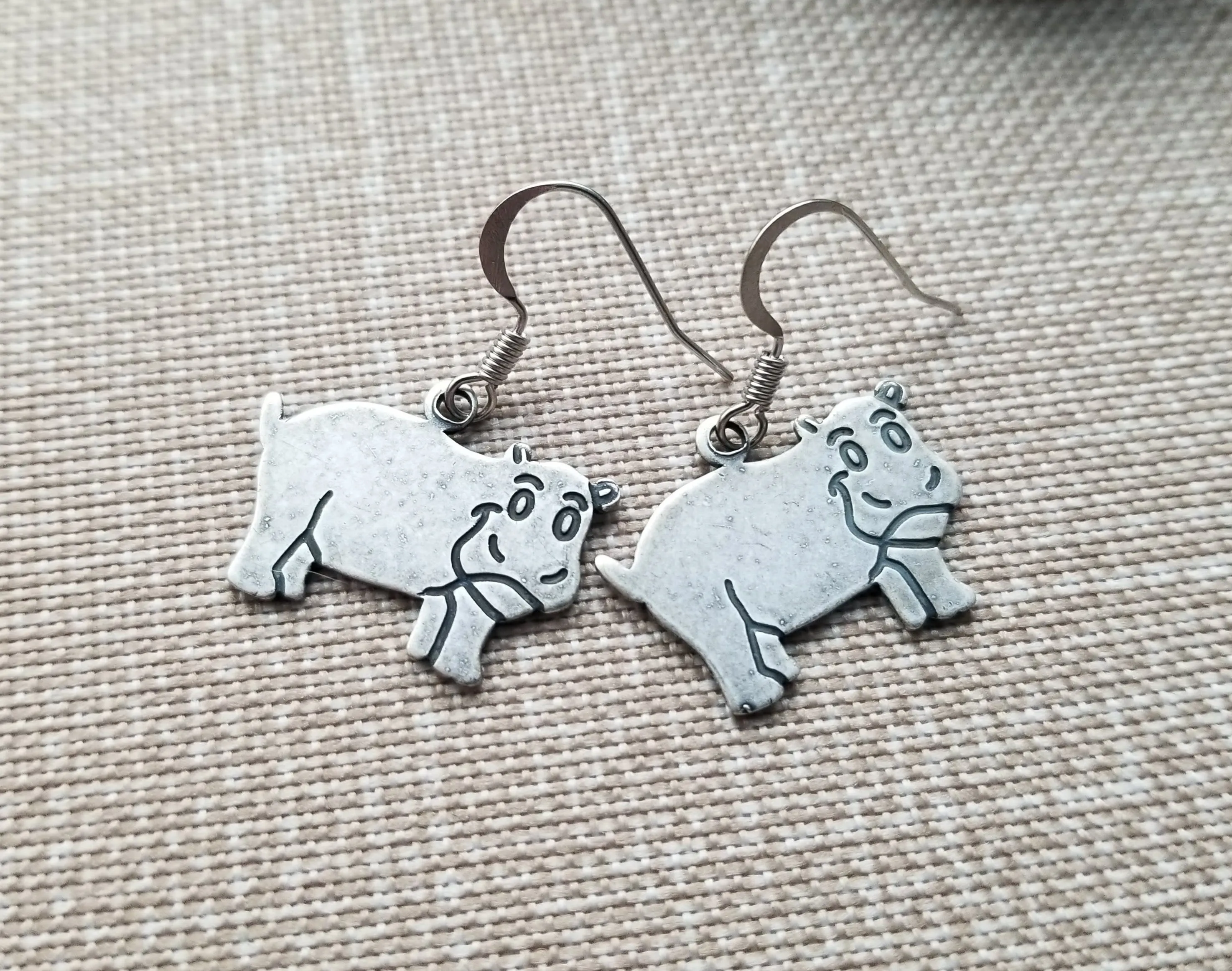 Handmade HIppo Hippopotamus Earrings