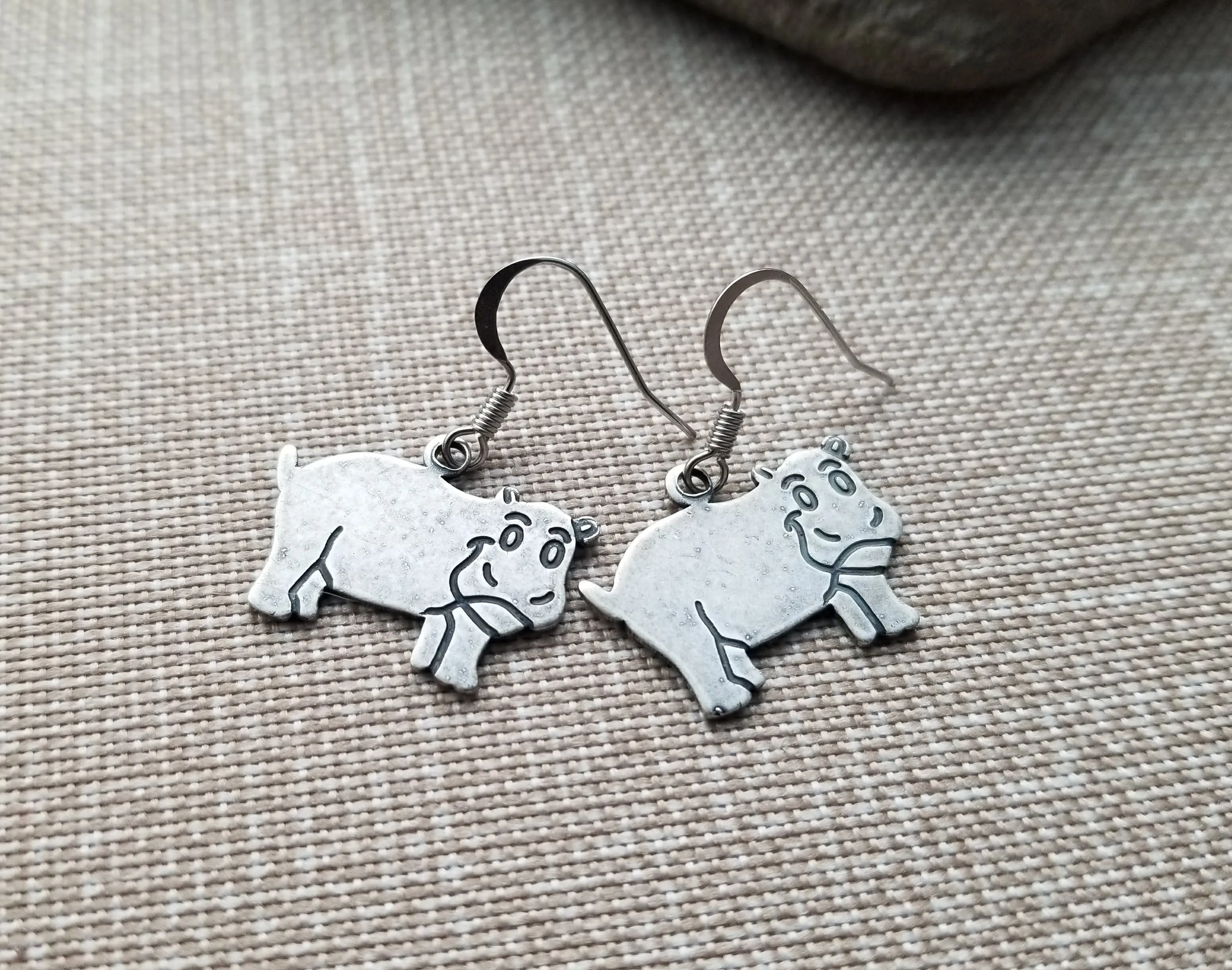 Handmade HIppo Hippopotamus Earrings