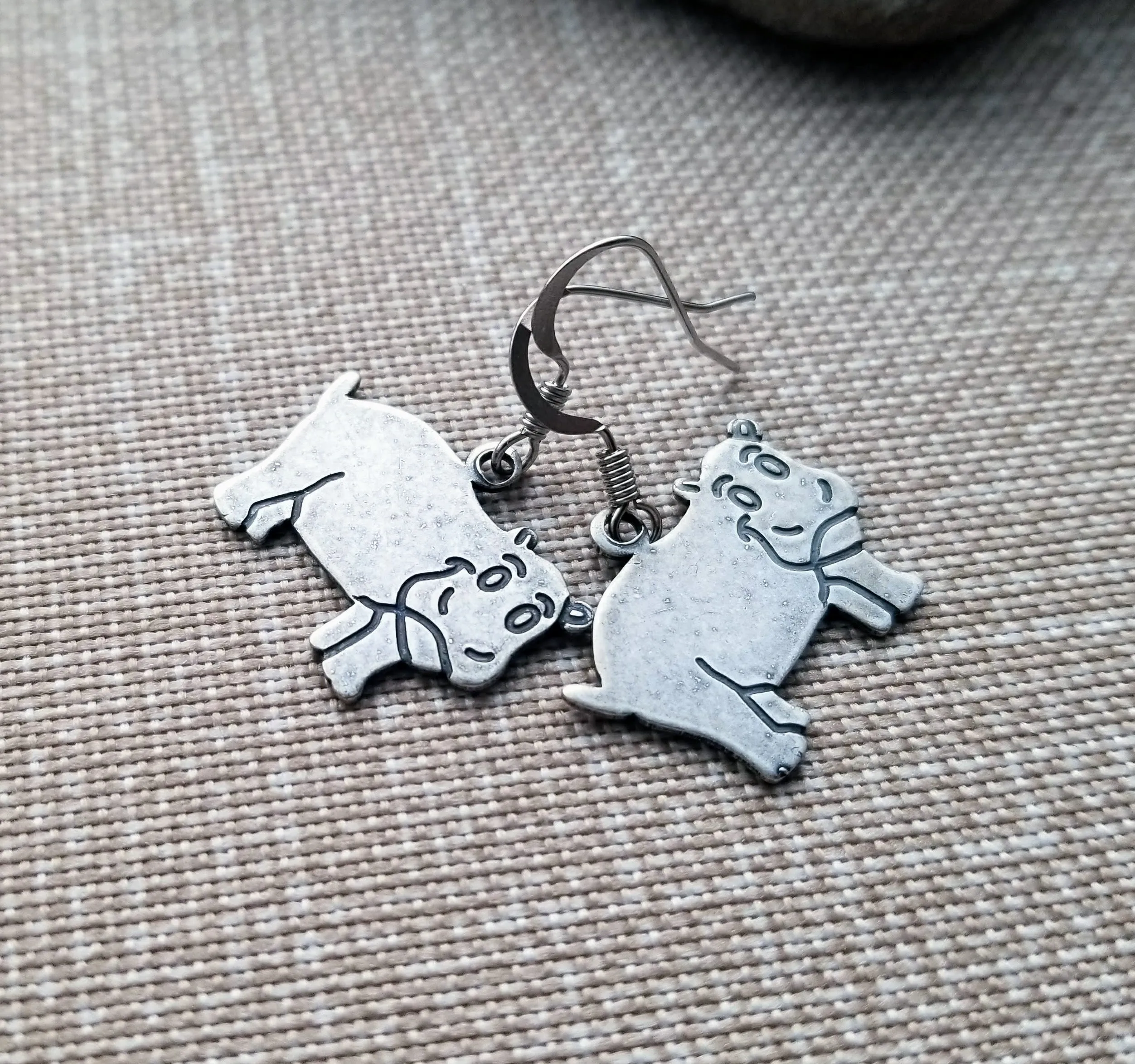 Handmade HIppo Hippopotamus Earrings