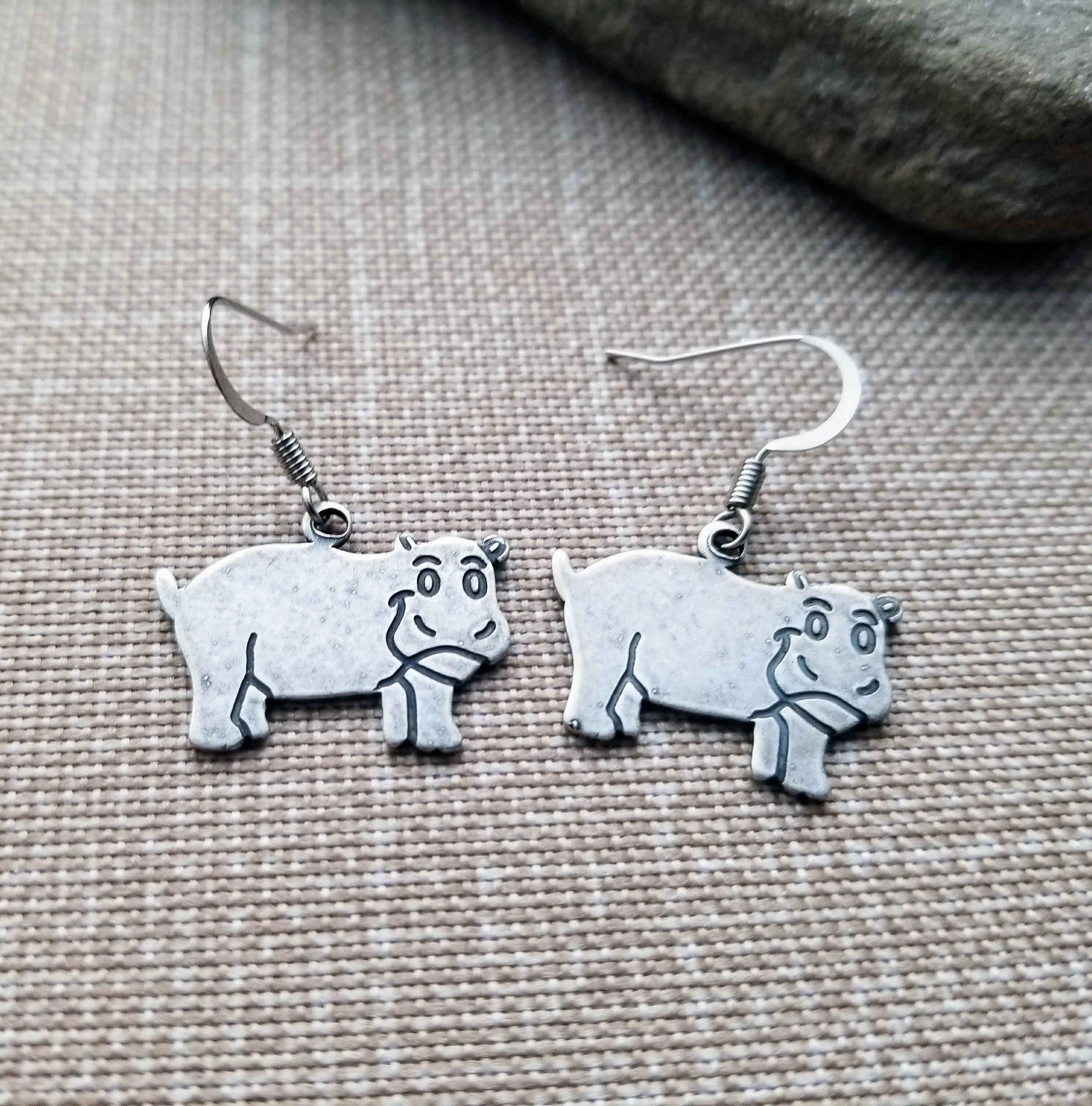 Handmade HIppo Hippopotamus Earrings
