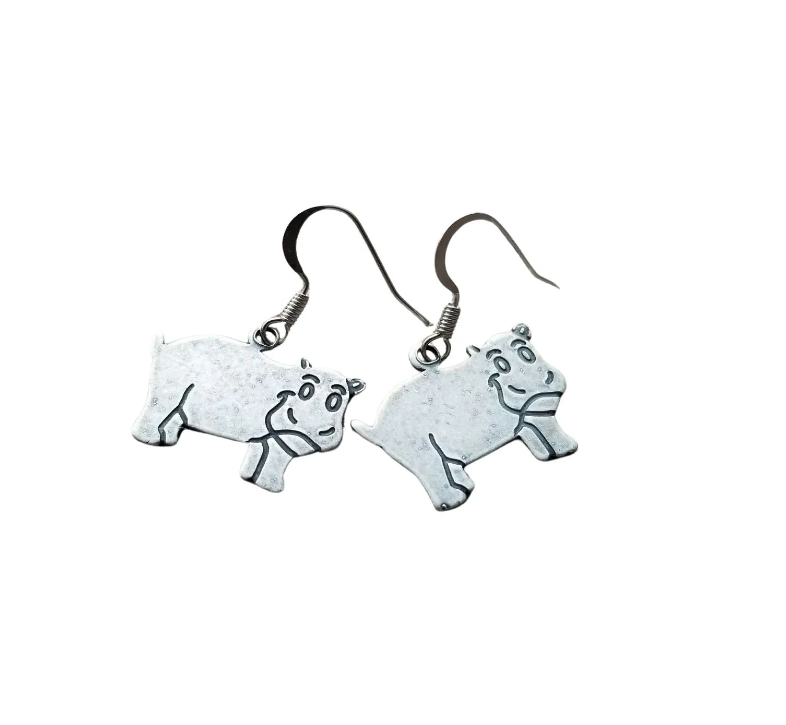 Handmade HIppo Hippopotamus Earrings