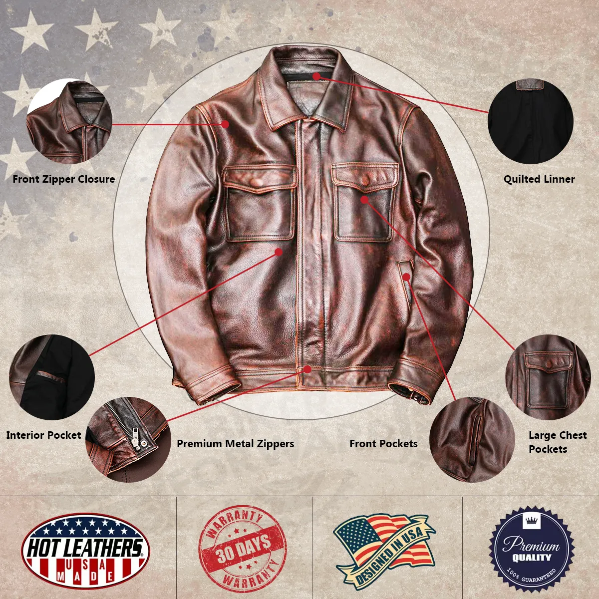 Heavy Brown Motorcycle Genuine Leather Jacket