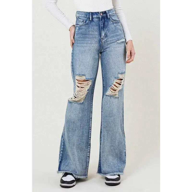 HIGH RISE WIDE LEG IN VINTAGE ACID WASH