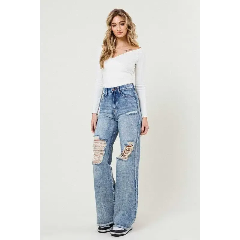 HIGH RISE WIDE LEG IN VINTAGE ACID WASH