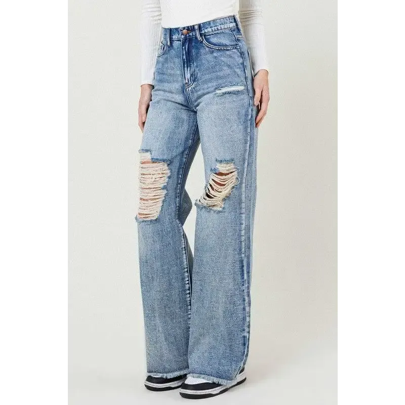 HIGH RISE WIDE LEG IN VINTAGE ACID WASH