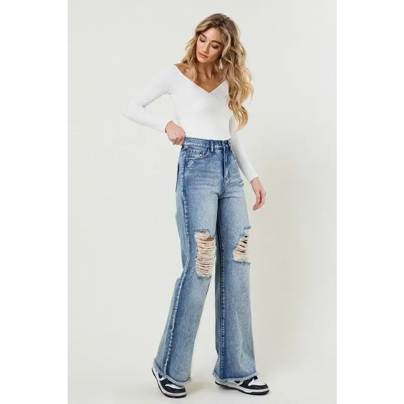 HIGH RISE WIDE LEG IN VINTAGE ACID WASH