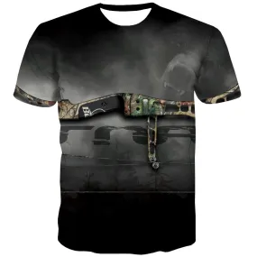 Hunting T-shirt Men Jungle Tshirts Cool Deer Tshirts Novelty Shooter T-shirts Graphic Camouflage Tshirts Casual