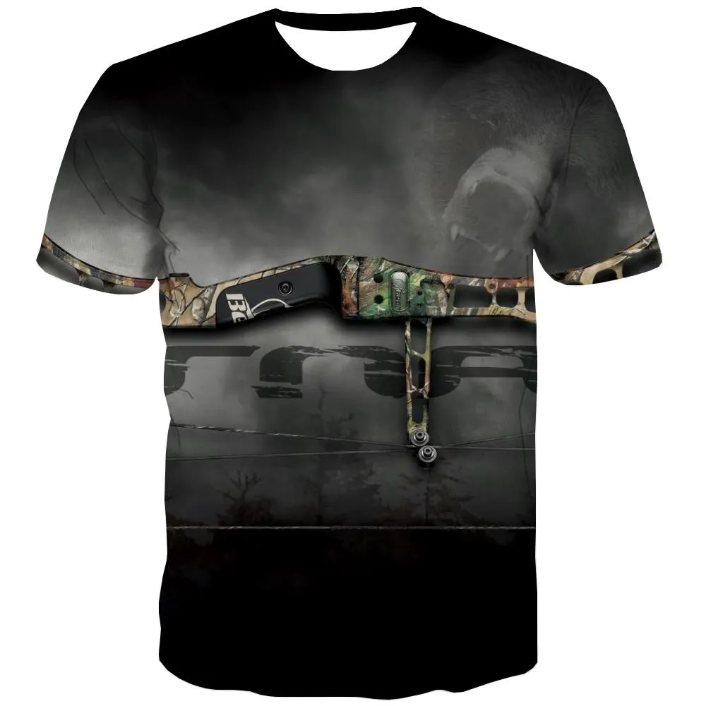 Hunting T-shirt Men Jungle Tshirts Cool Deer Tshirts Novelty Shooter T-shirts Graphic Camouflage Tshirts Casual