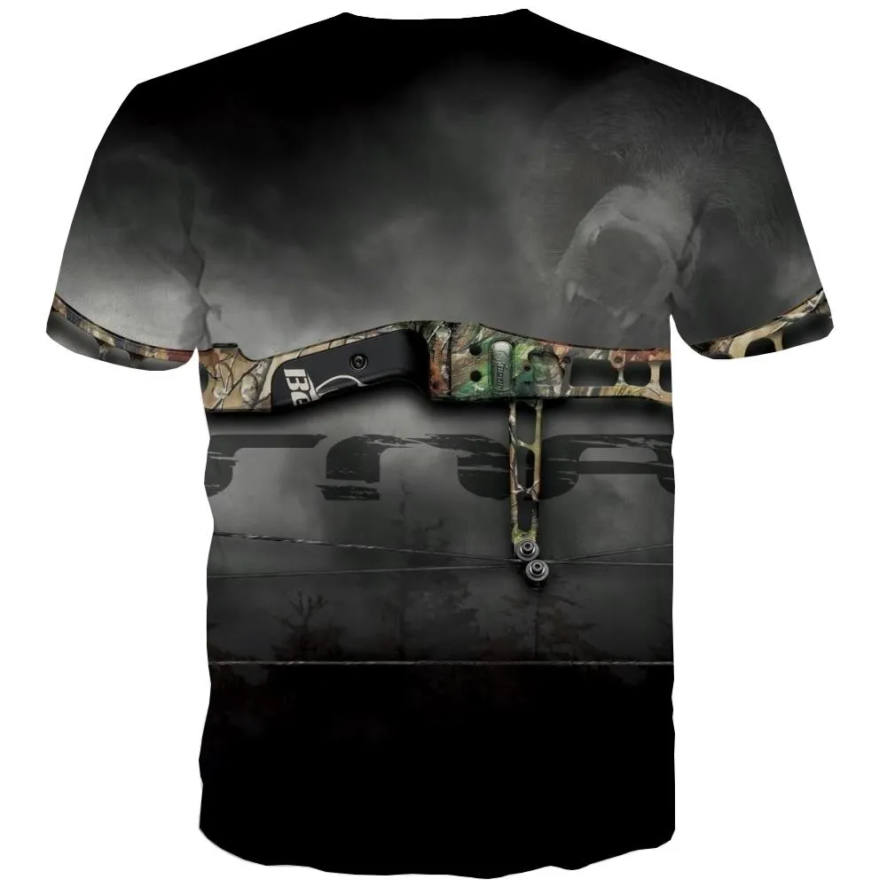 Hunting T-shirt Men Jungle Tshirts Cool Deer Tshirts Novelty Shooter T-shirts Graphic Camouflage Tshirts Casual
