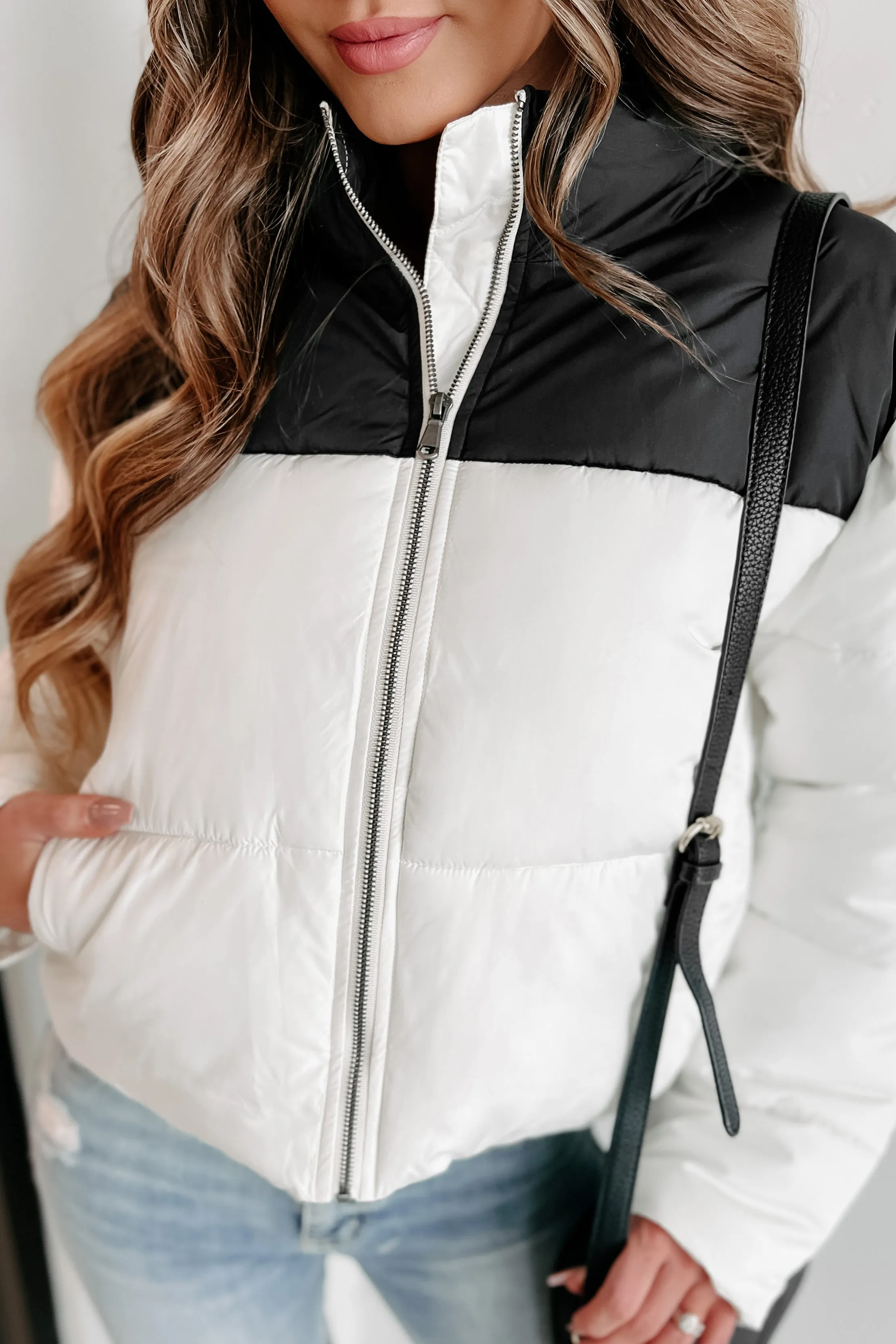 I'm Never Cold Colorblock Puffer Jacket (Whip Cream)