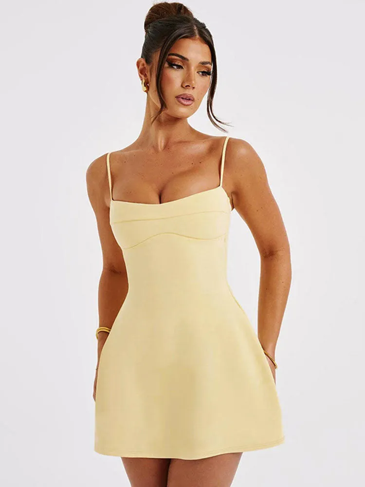 Irene Backless Suspender Mini Dress