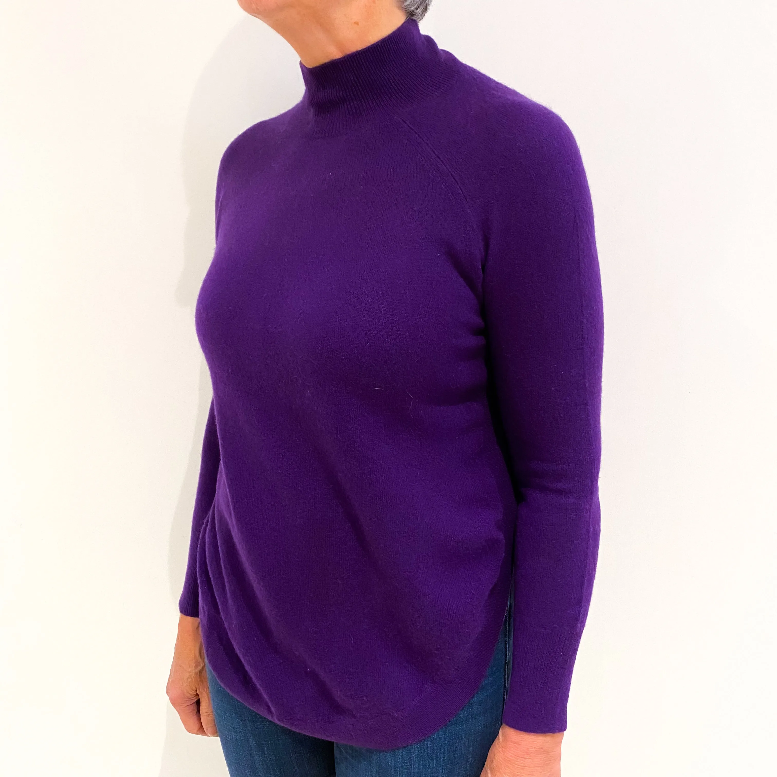 Iris Purple Cashmere Turtle Neck Jumper Medium