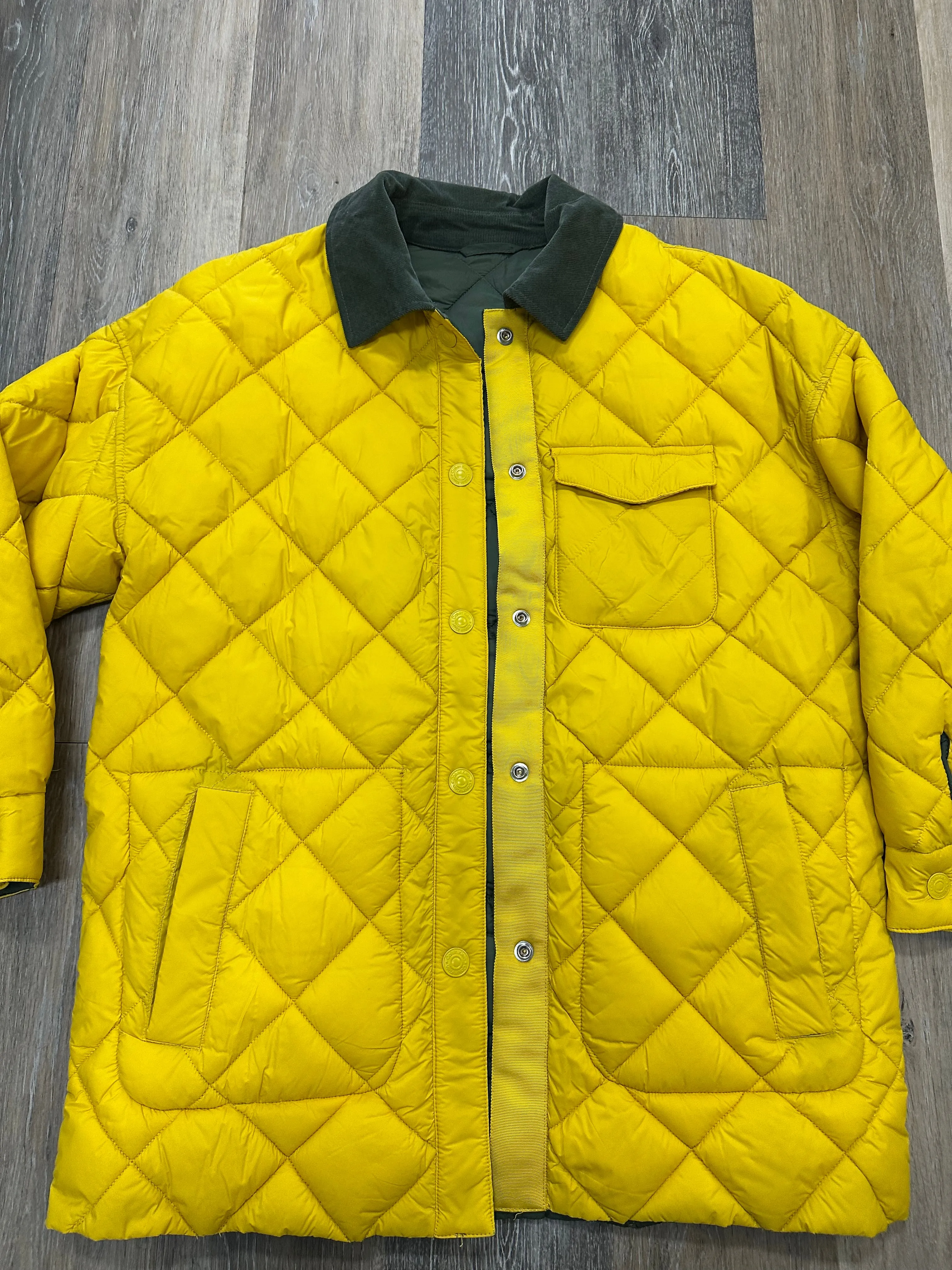 Jacket Puffer & Quilted By Calvin Klein In Yellow, Size: Xs