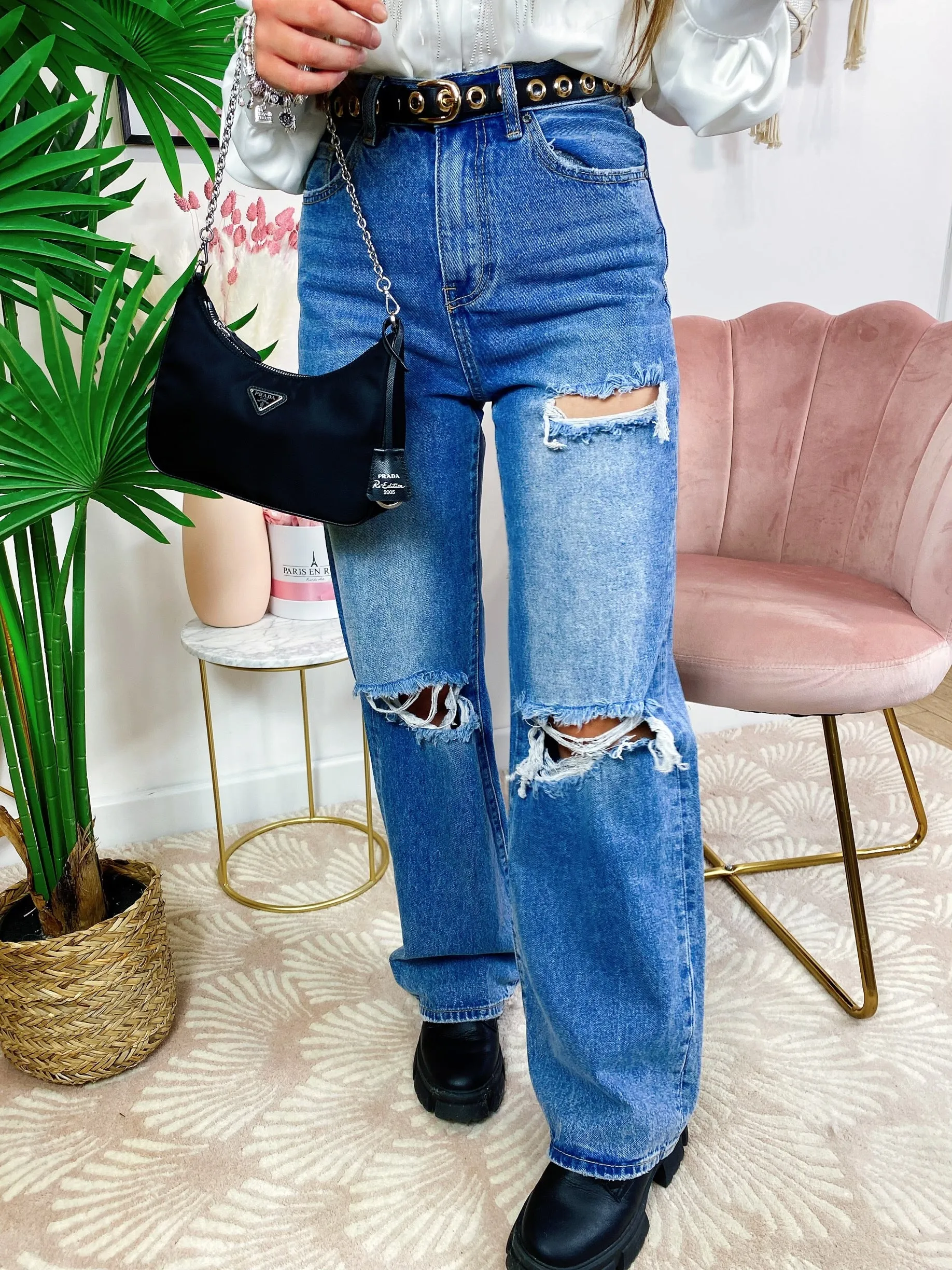Jeans con strappi wide leg