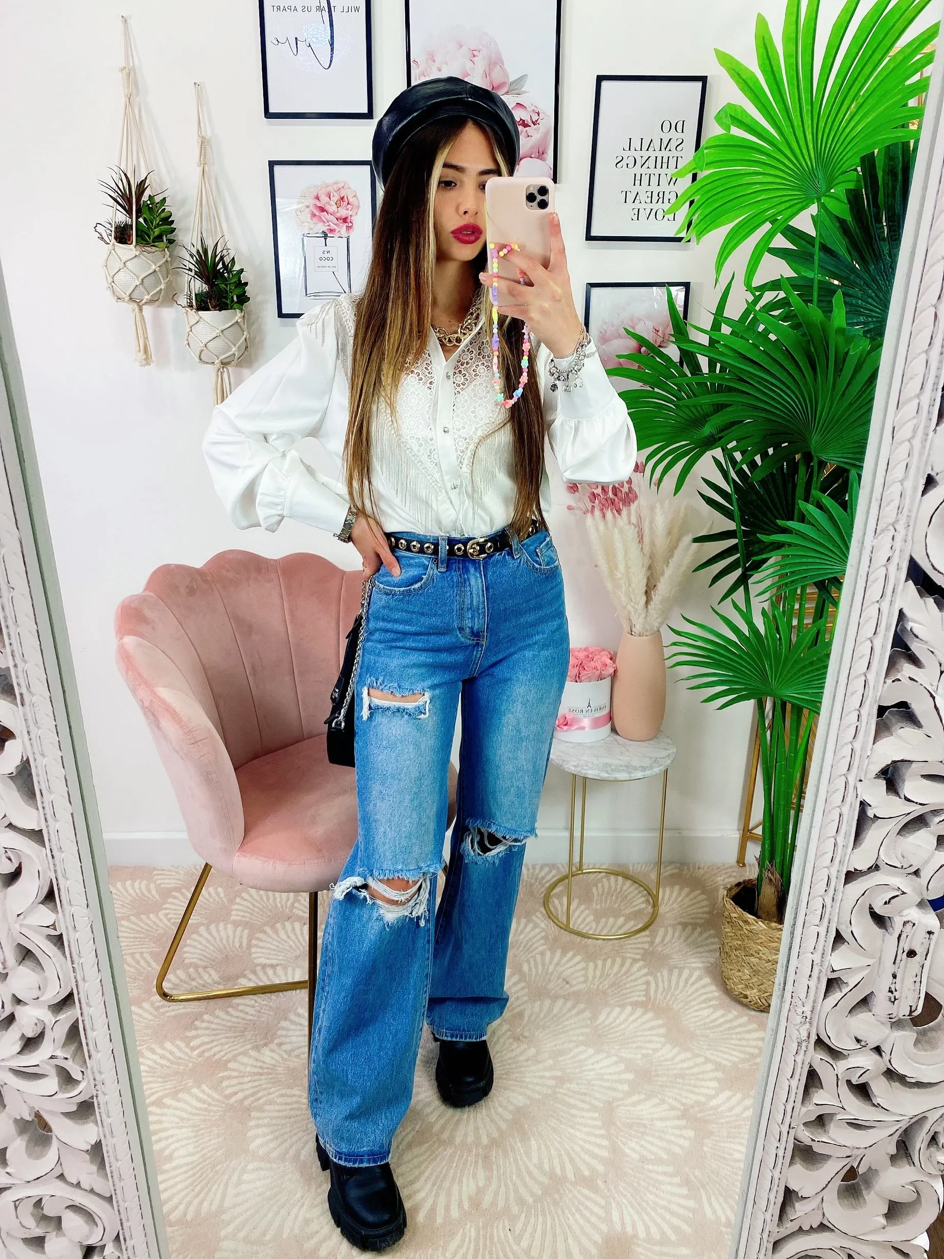 Jeans con strappi wide leg