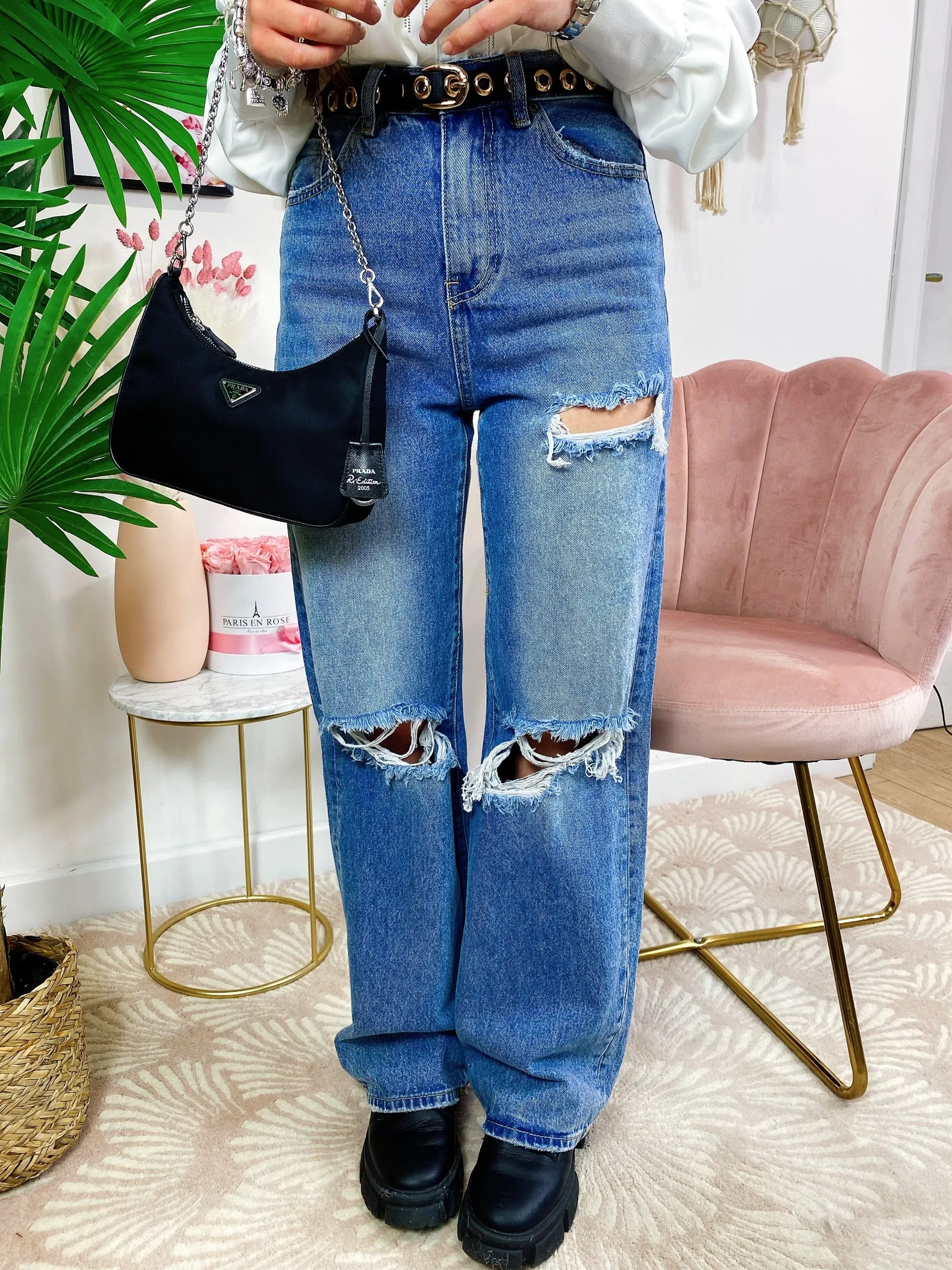 Jeans con strappi wide leg
