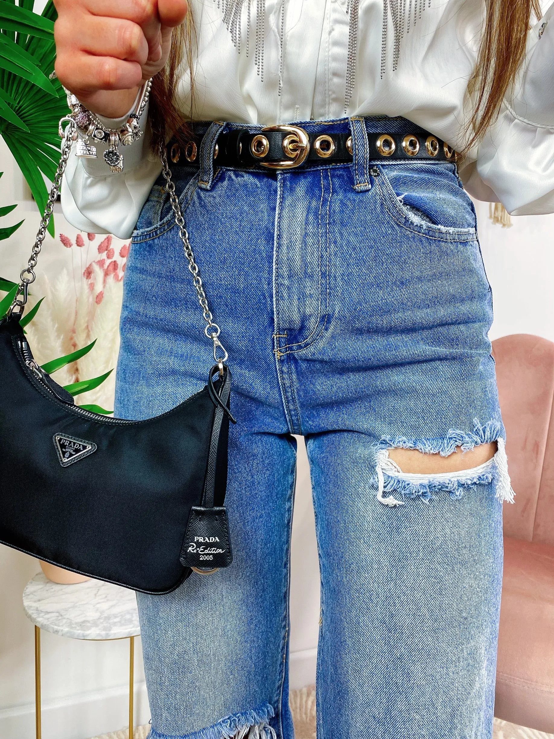 Jeans con strappi wide leg