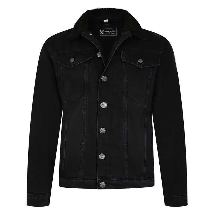Kam Jeanswear Men's Plus Size High Quality Western Sherpa Lined Denim Jacket in 2 Colours, Sizes 2XL to 8XL