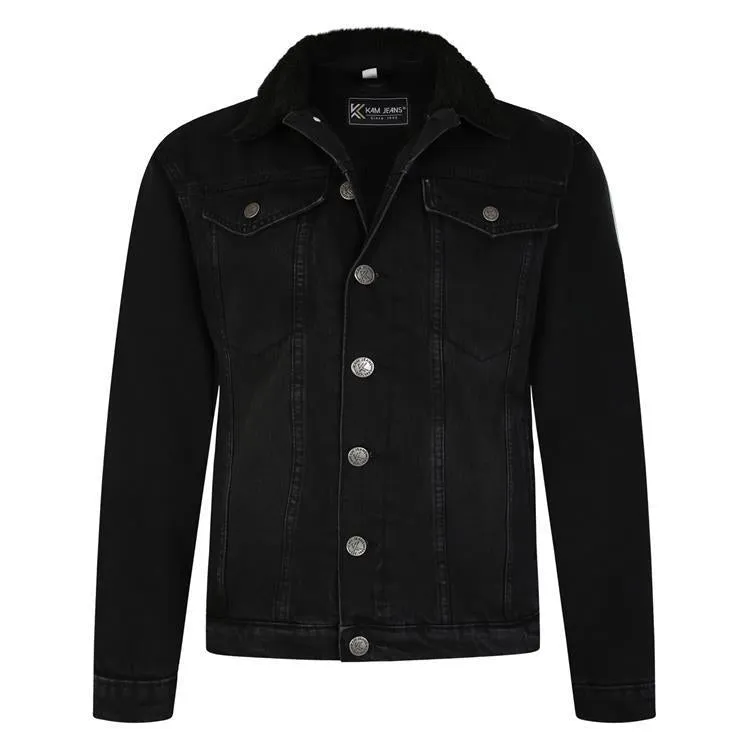 Kam Jeanswear Men's Plus Size High Quality Western Sherpa Lined Denim Jacket in 2 Colours, Sizes 2XL to 8XL