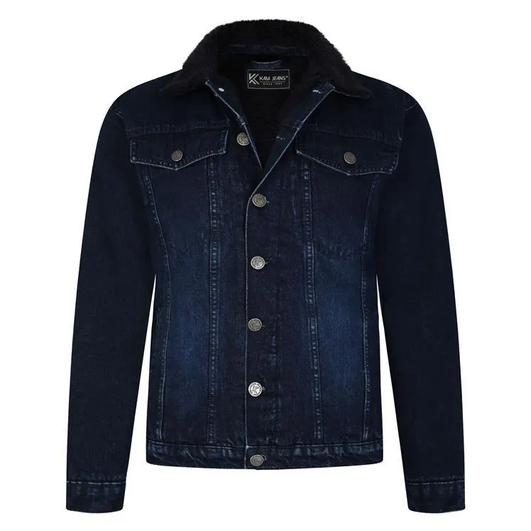 Kam Jeanswear Men's Plus Size High Quality Western Sherpa Lined Denim Jacket in 2 Colours, Sizes 2XL to 8XL