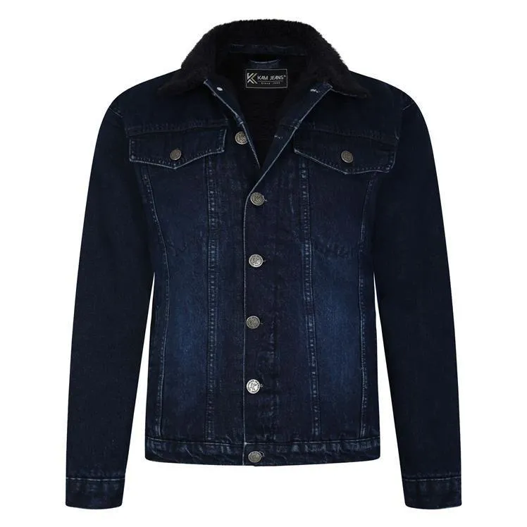 Kam Jeanswear Men's Plus Size High Quality Western Sherpa Lined Denim Jacket in 2 Colours, Sizes 2XL to 8XL