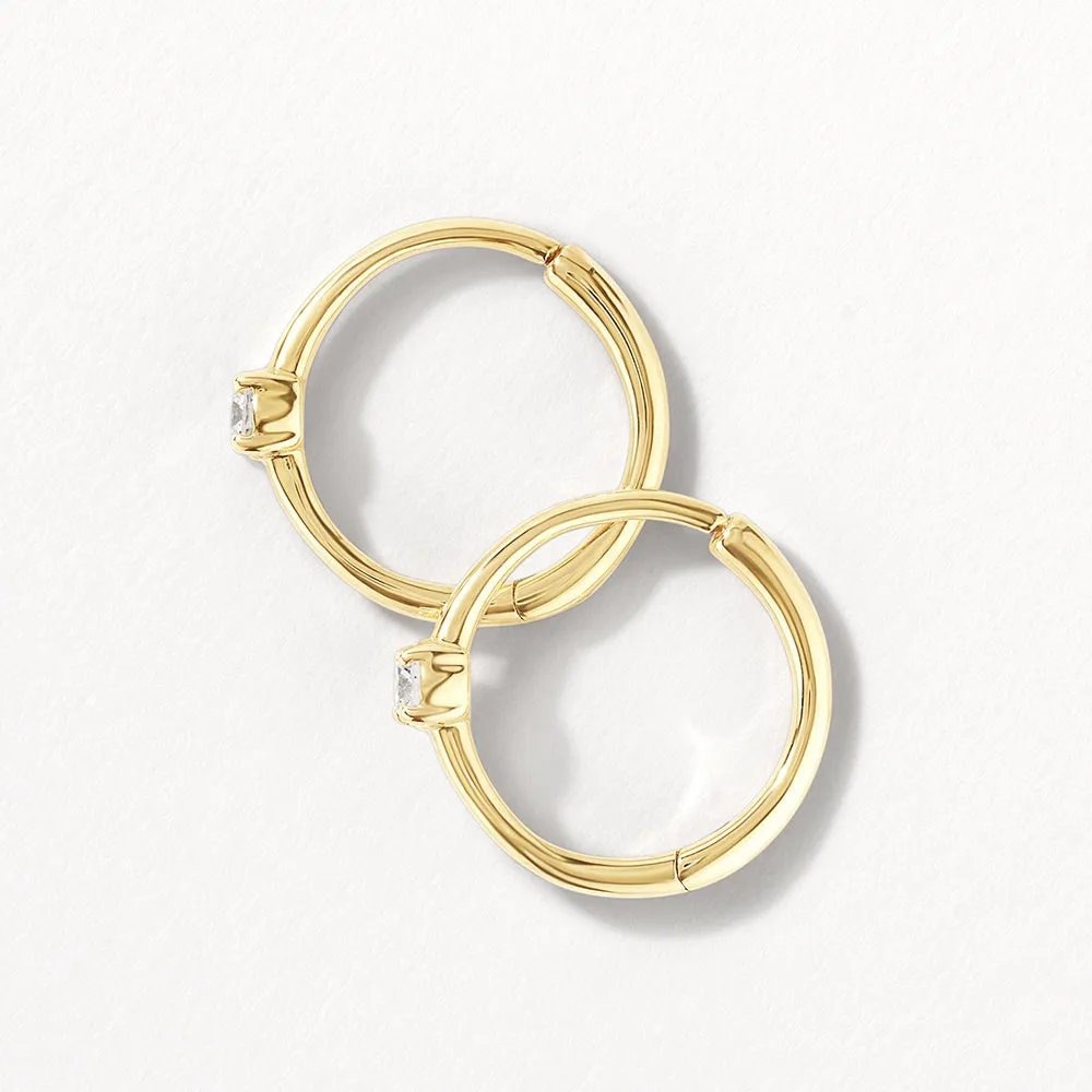 Laboratory-Grown Diamond Solitaire Huggie Earrings in 10k Gold