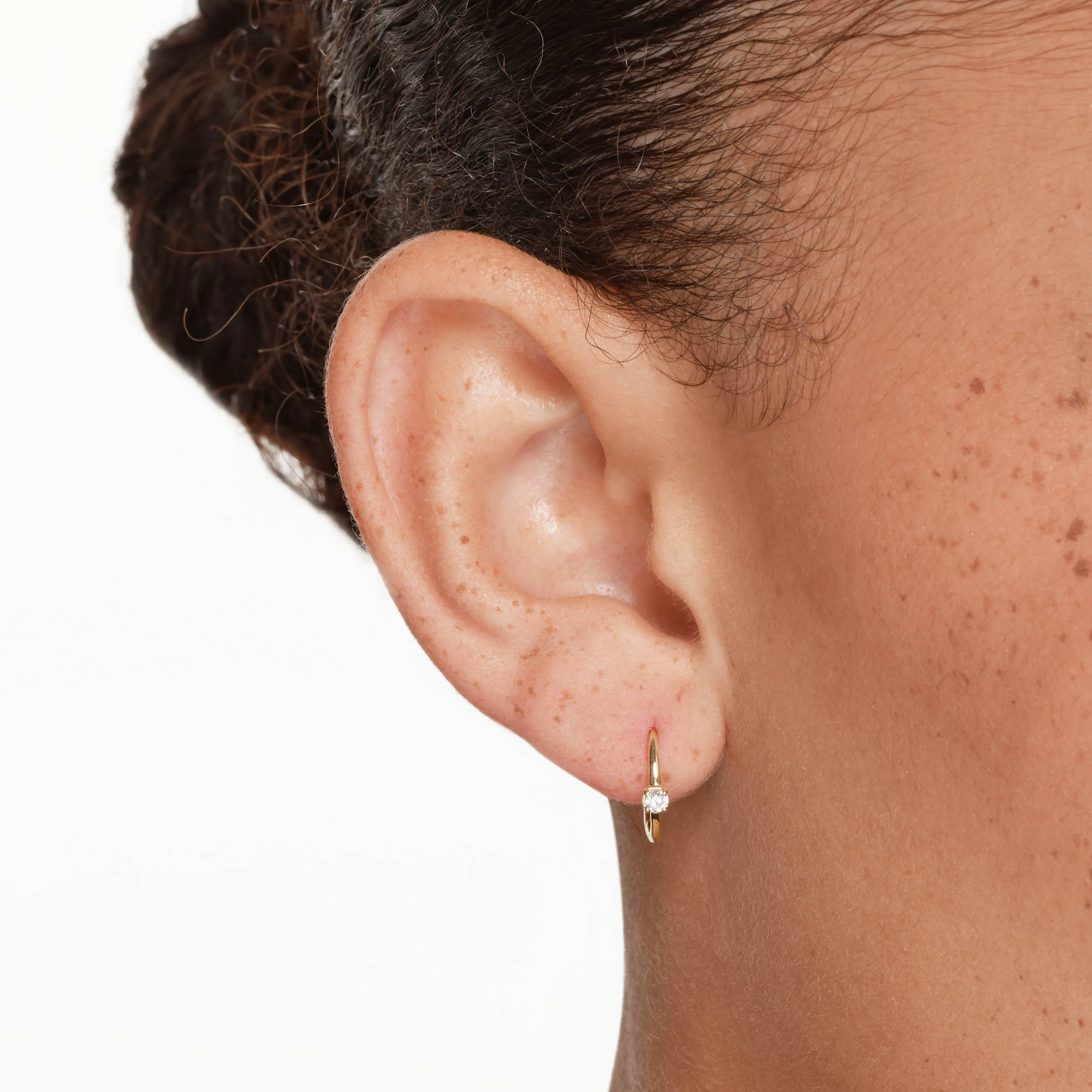 Laboratory-Grown Diamond Solitaire Huggie Earrings in 10k Gold
