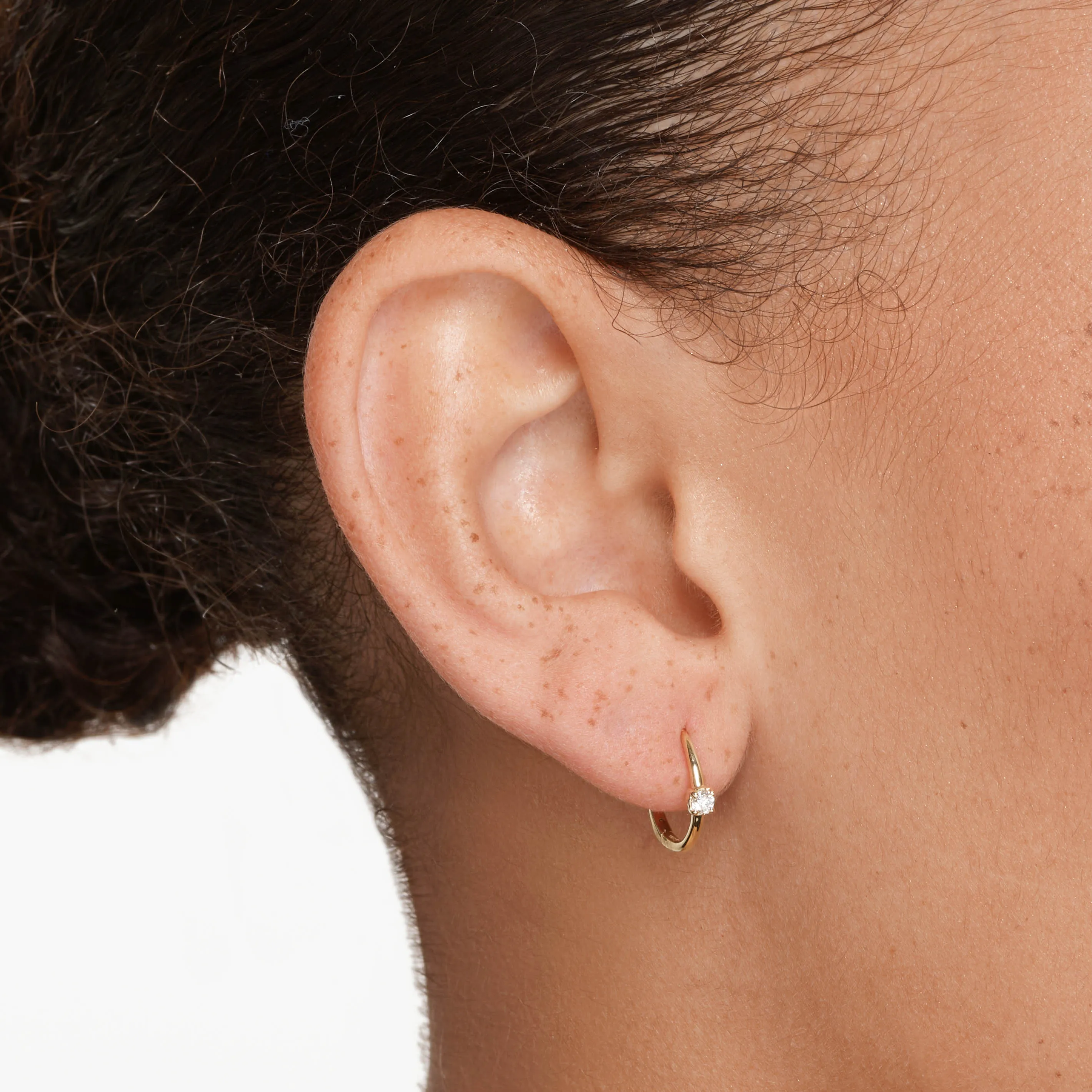 Laboratory-Grown Diamond Solitaire Huggie Earrings in 10k Gold