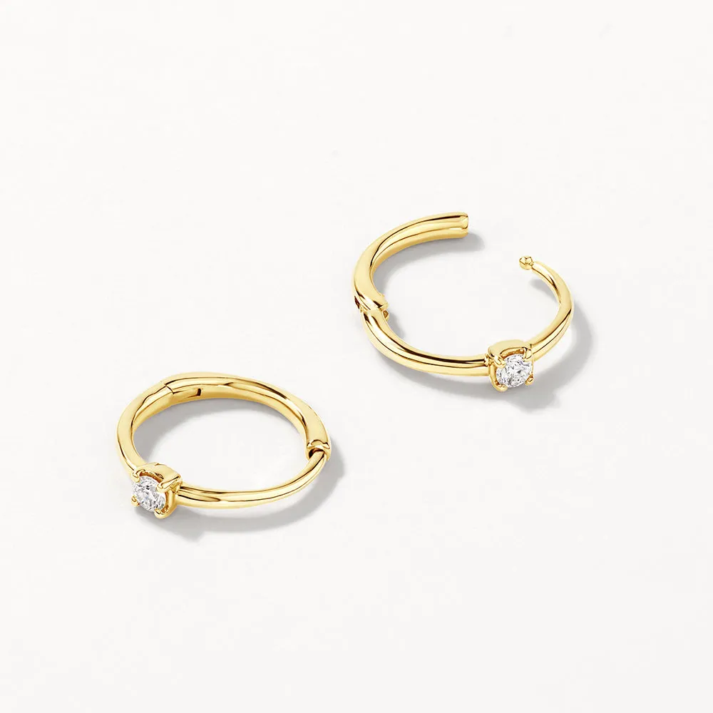 Laboratory-Grown Diamond Solitaire Huggie Earrings in 10k Gold