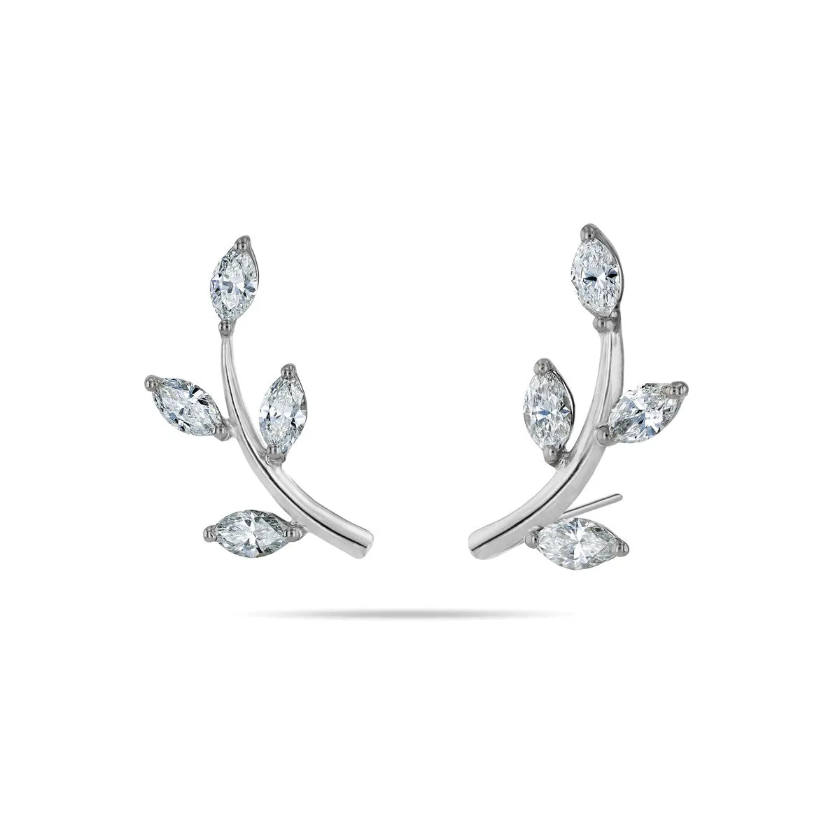 Leaf  Marquise Diamond Earrings