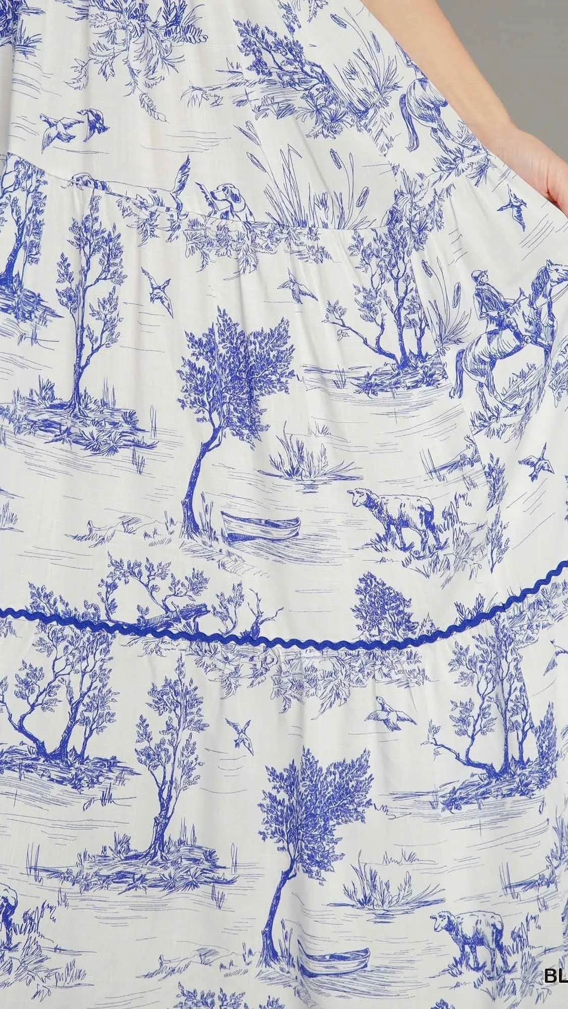 Leah Landscape Print Maxi Dress Blue