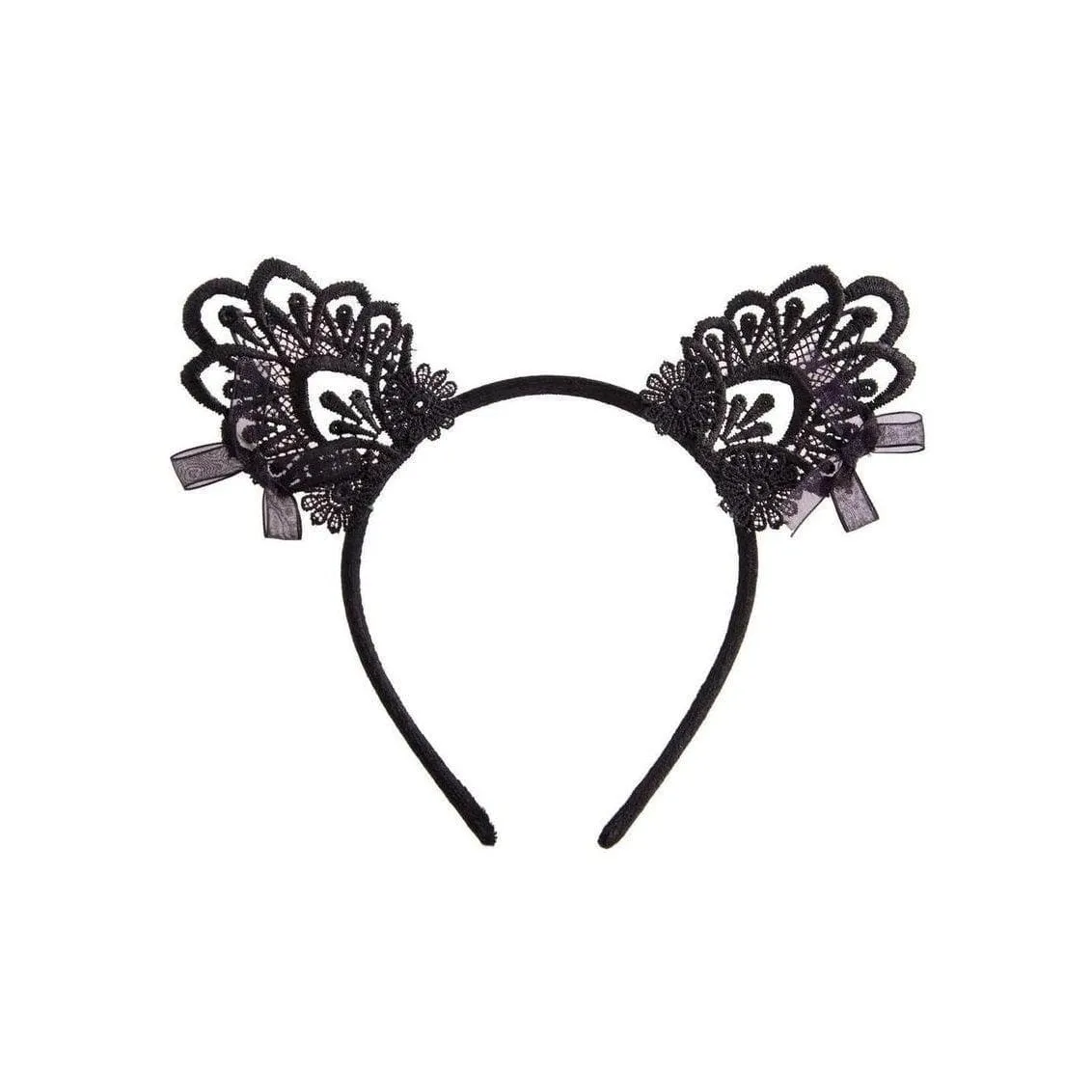 Leg Avenue Venice Lace Cat Ears with Organza Bows One Size Black