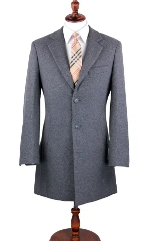 Light Gray Wool Slim Fit 3 Button Top Coat