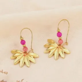 Lilas de Seine Fan Leaf and Bead Earrings