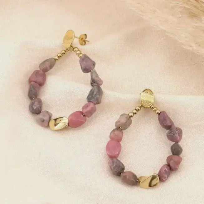 Lilas de Seine Natural Stone Drop Earrings