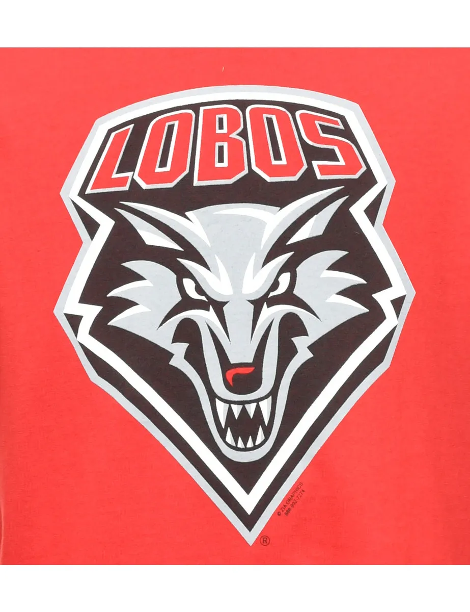 Lobos Printed Red T-shirt - L