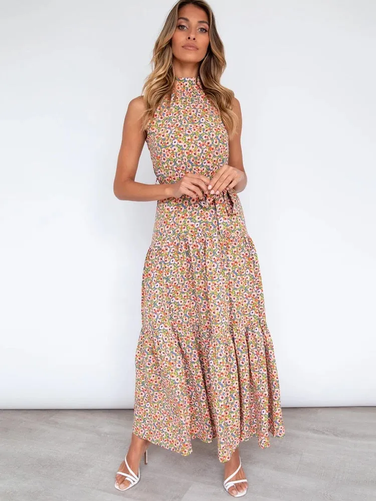Long Dress Polka Dot Casual Dresses Black Sexy Halter Strapless