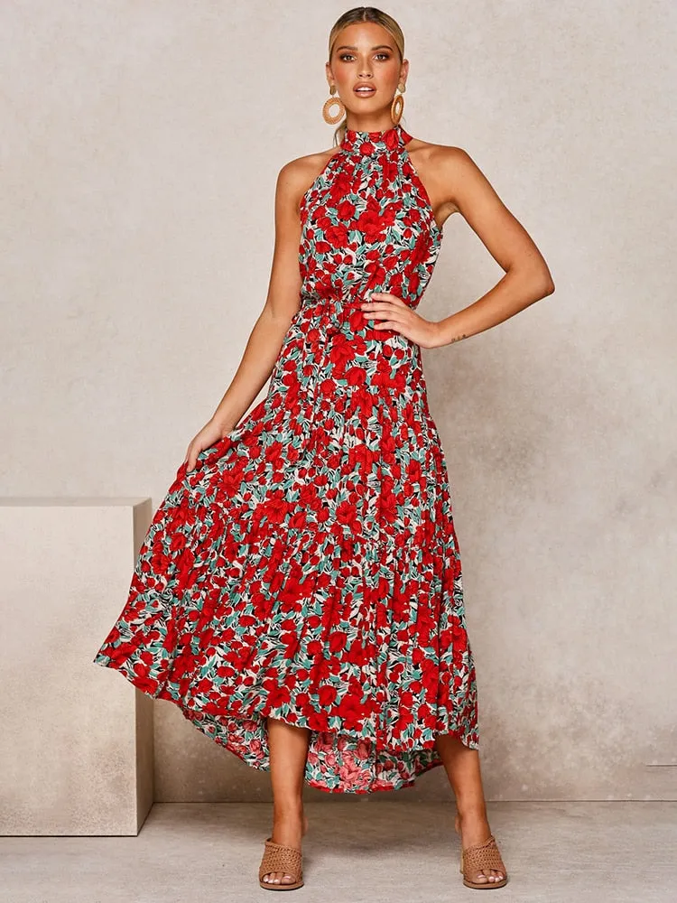 Long Dress Polka Dot Casual Dresses Black Sexy Halter Strapless