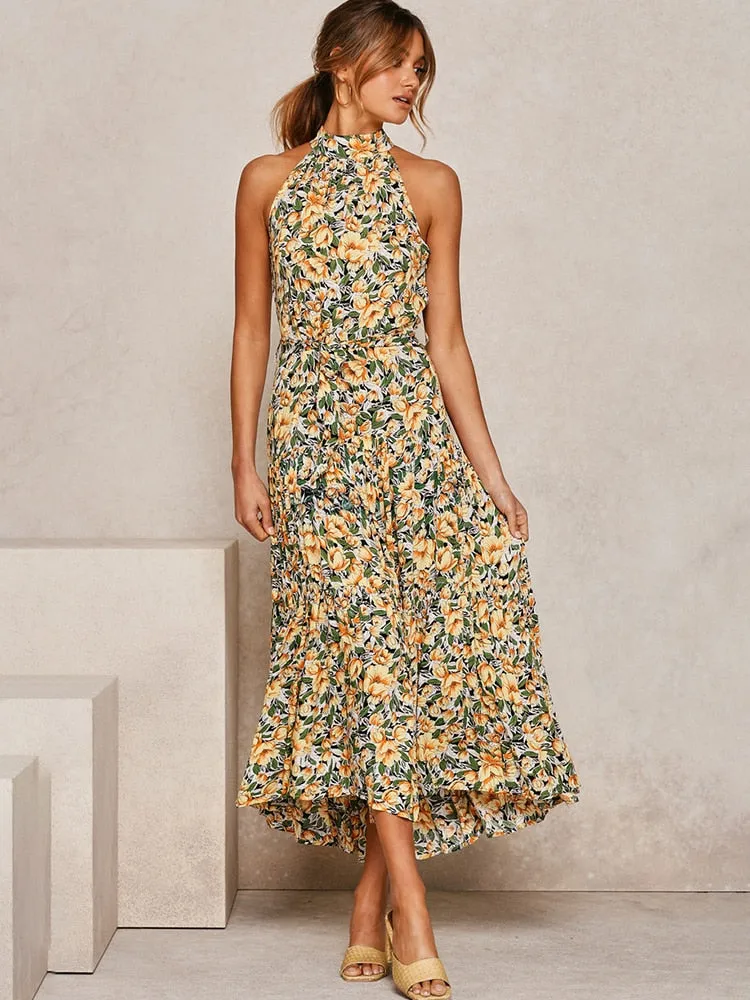 Long Dress Polka Dot Casual Dresses Black Sexy Halter Strapless