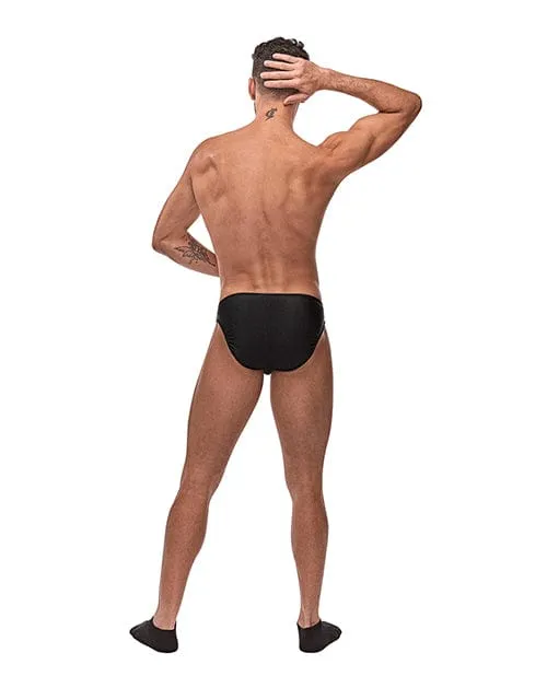 Male Power Nylon Spandex Pouchless Brief Black One Size Fits Most